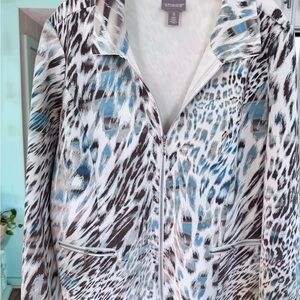 Chico's Silver and White Zip-Up Jacket